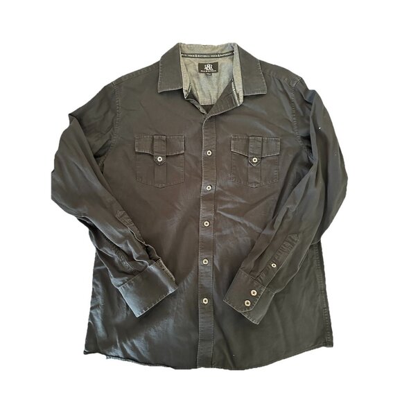 🌵4/$25 Rock & Republic Shirt‎ Men's Large Black Long Sleeve Casual Streetwear - Picture 1 of 7